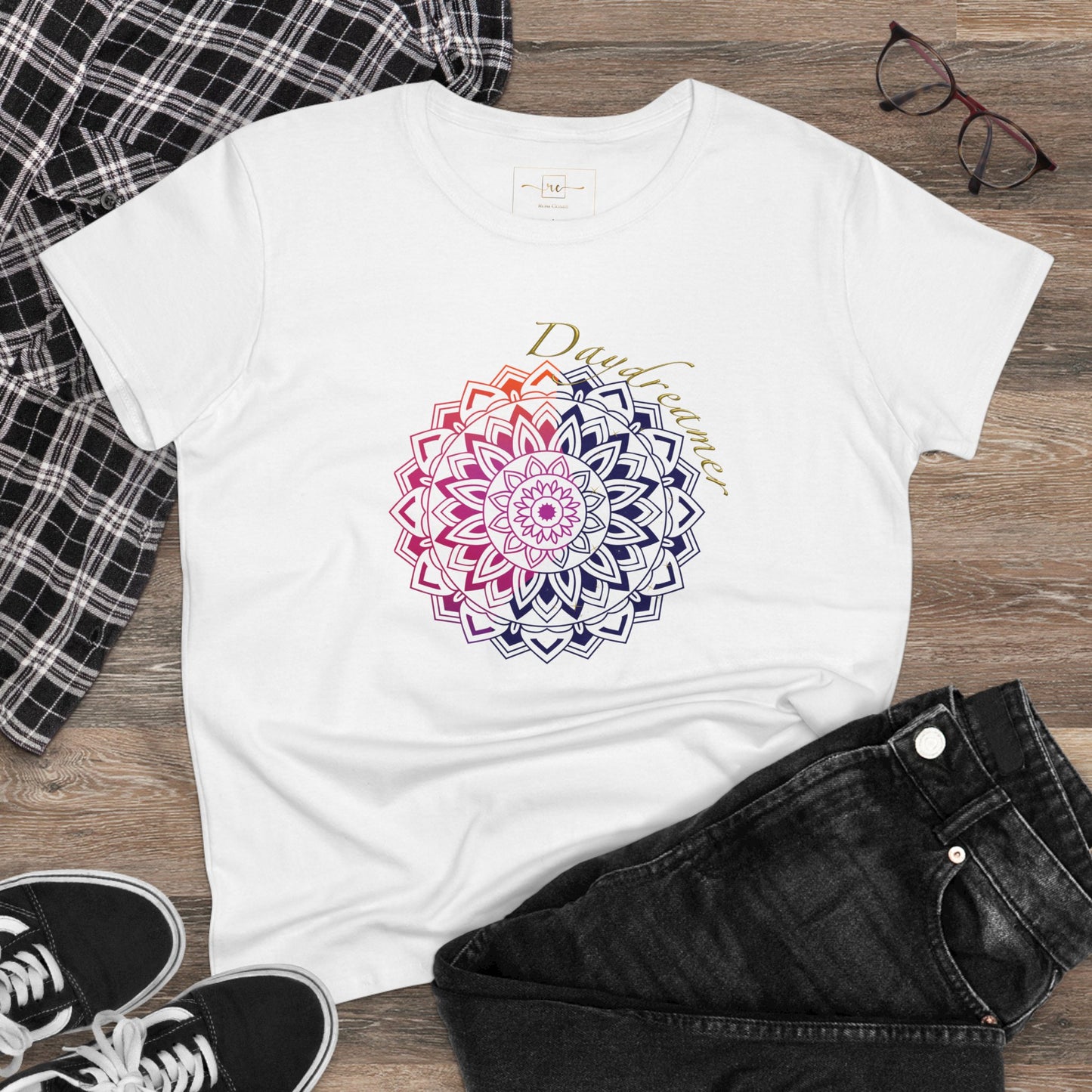 Daydreamer Mandala Women's Mid-weight Cotton Tee - Wellness Mental Health