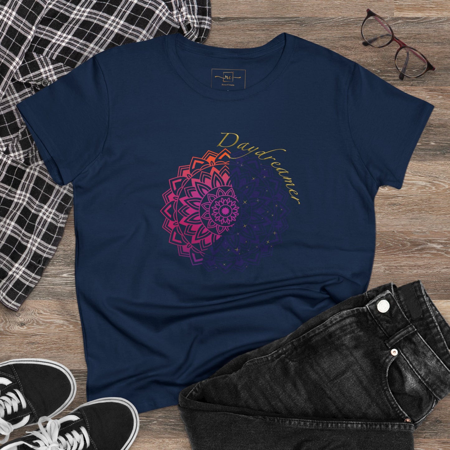 Daydreamer Mandala Women's Mid-weight Cotton Tee - Wellness Mental Health