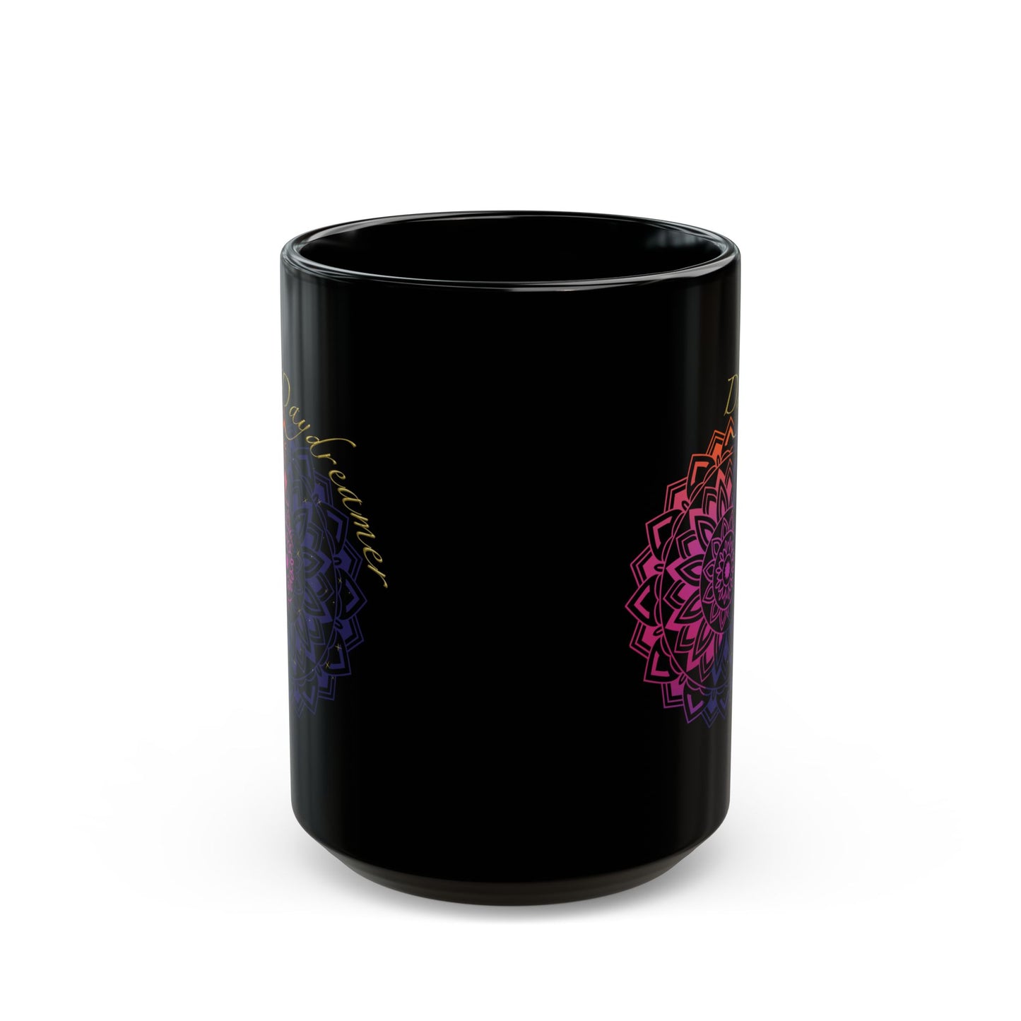 Daydreamer Mandala Coffee Mug - Mindfulness & Mental Wellness Gift for Meditation, Yoga, Self-Care (Black, 11oz & 15oz)
