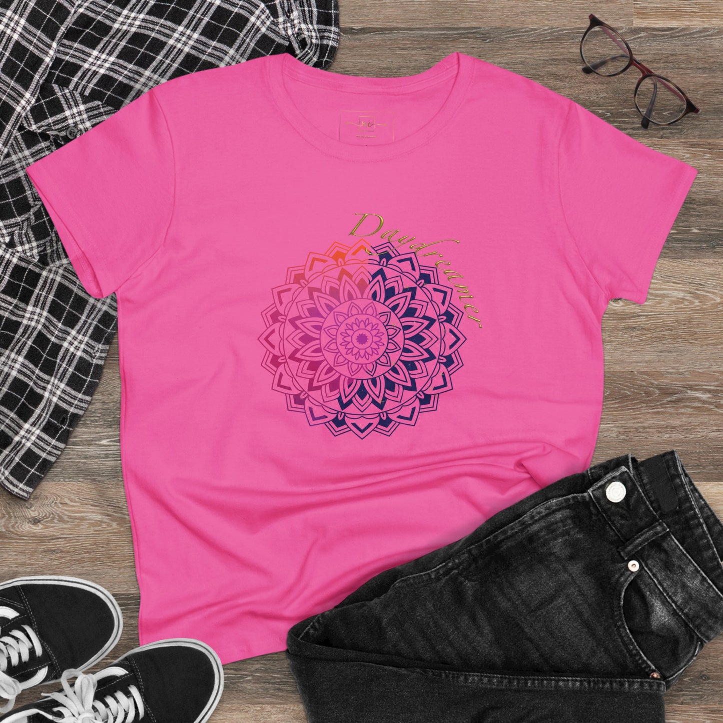 Daydreamer Mandala Women's Mid-weight Cotton Tee - Wellness Mental Health