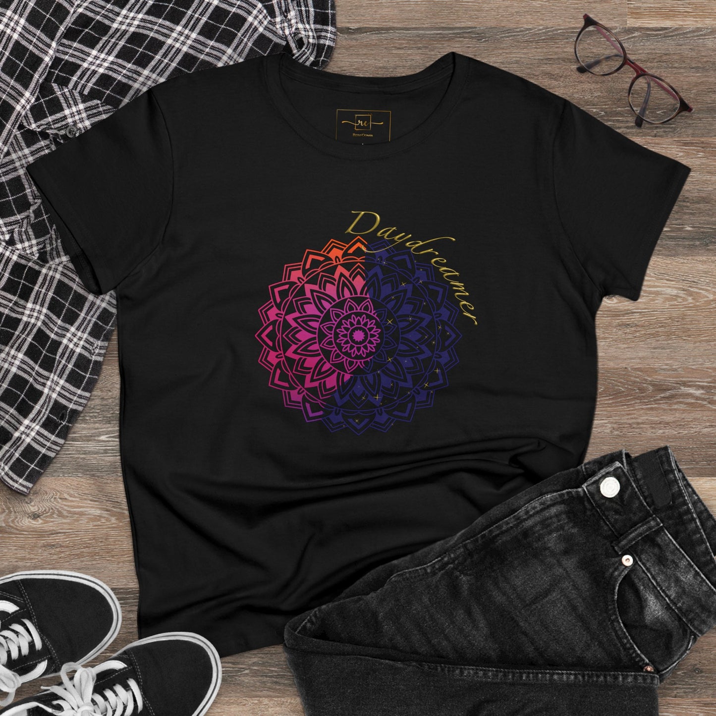 Daydreamer Mandala Women's Mid-weight Cotton Tee - Wellness Mental Health