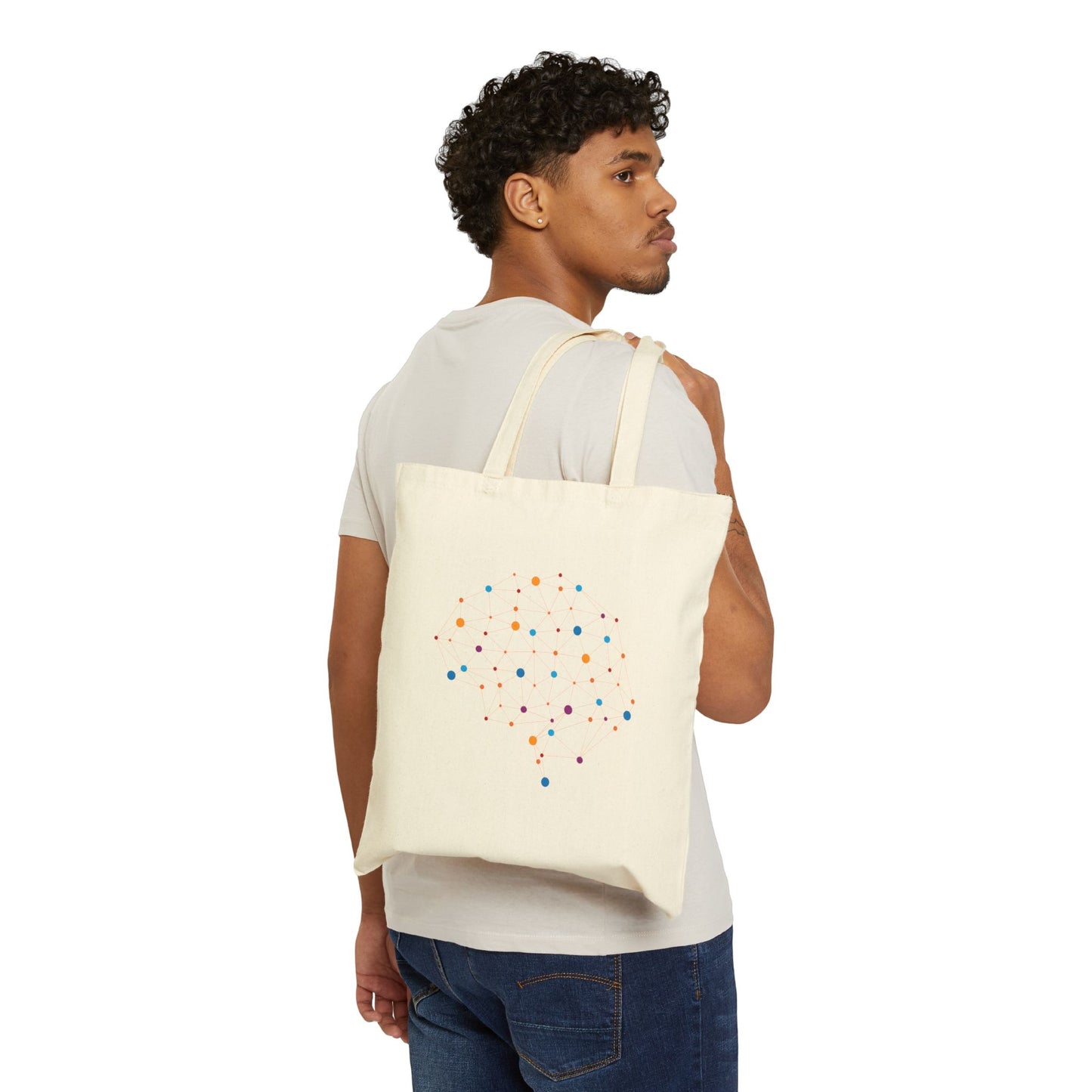 Abstract Brain Cotton Canvas Tote - Colorful Medical Art