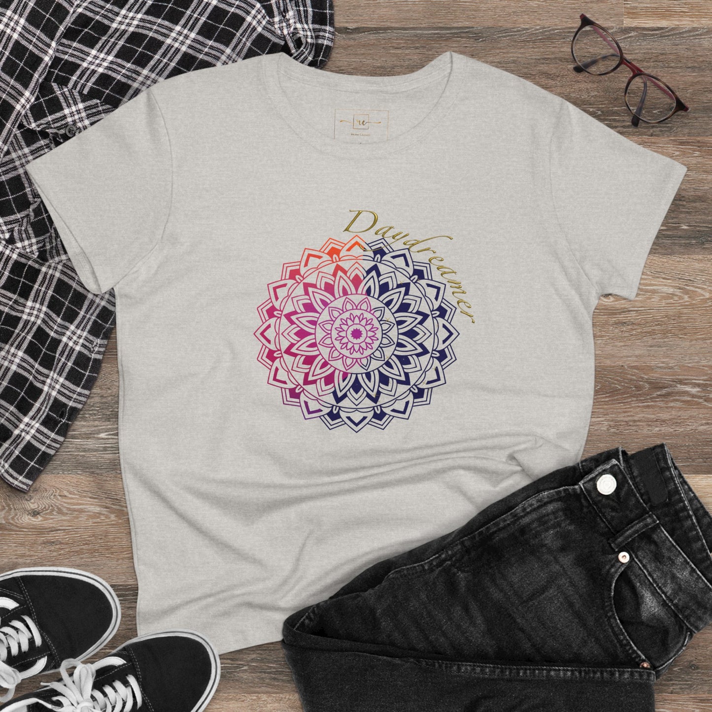 Daydreamer Mandala Women's Mid-weight Cotton Tee - Wellness Mental Health