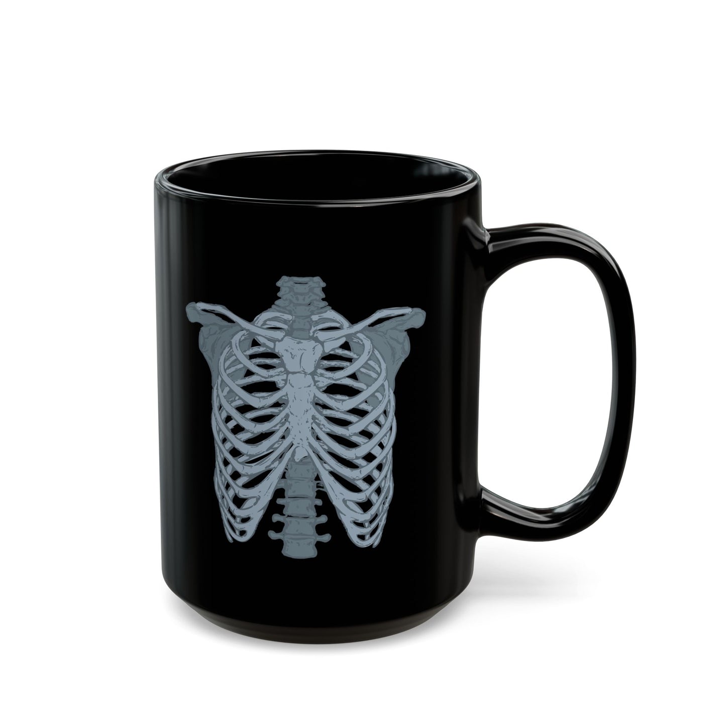Anatomical Rib Cage Mug - Black Ceramic (11oz, 15oz) - Radiology, Orthopedic, Medical Gift for Healthcare Professionals & Halloween