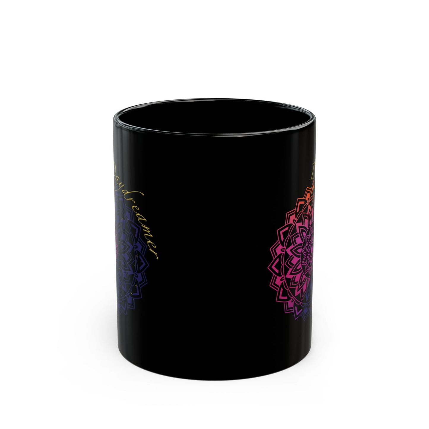 Daydreamer Mandala Coffee Mug - Mindfulness & Mental Wellness Gift for Meditation, Yoga, Self-Care (Black, 11oz & 15oz)
