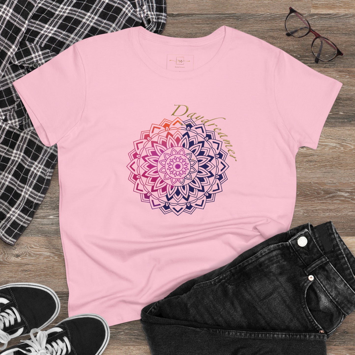 Daydreamer Mandala Women's Mid-weight Cotton Tee - Wellness Mental Health
