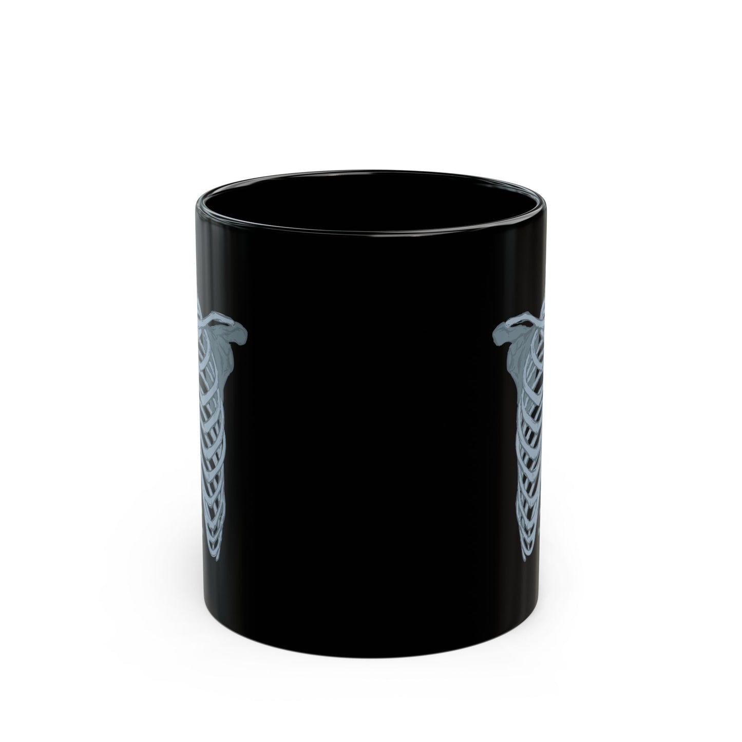 Anatomical Rib Cage Mug - Black Ceramic (11oz, 15oz) - Radiology, Orthopedic, Medical Gift for Healthcare Professionals & Halloween