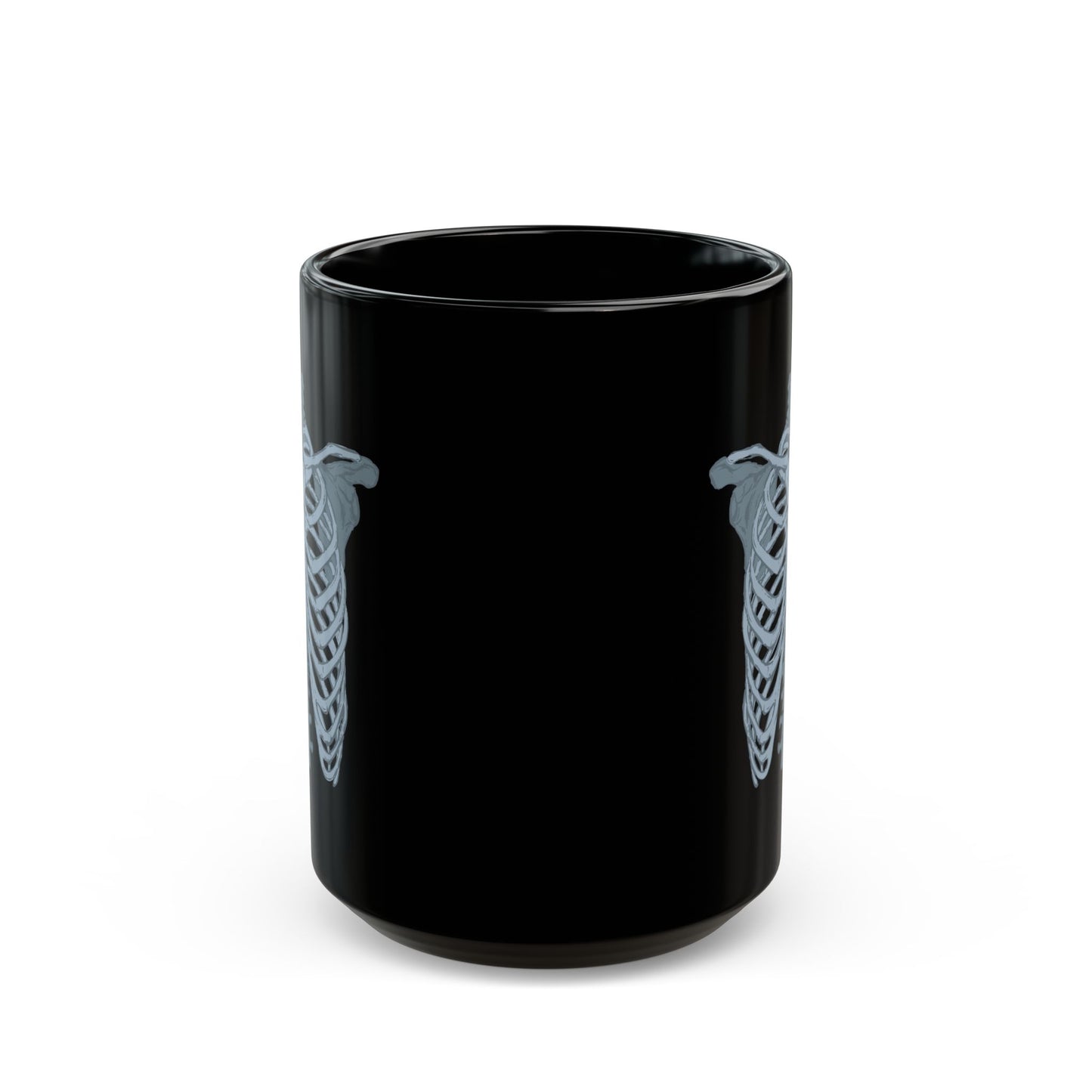 Anatomical Rib Cage Mug - Black Ceramic (11oz, 15oz) - Radiology, Orthopedic, Medical Gift for Healthcare Professionals & Halloween