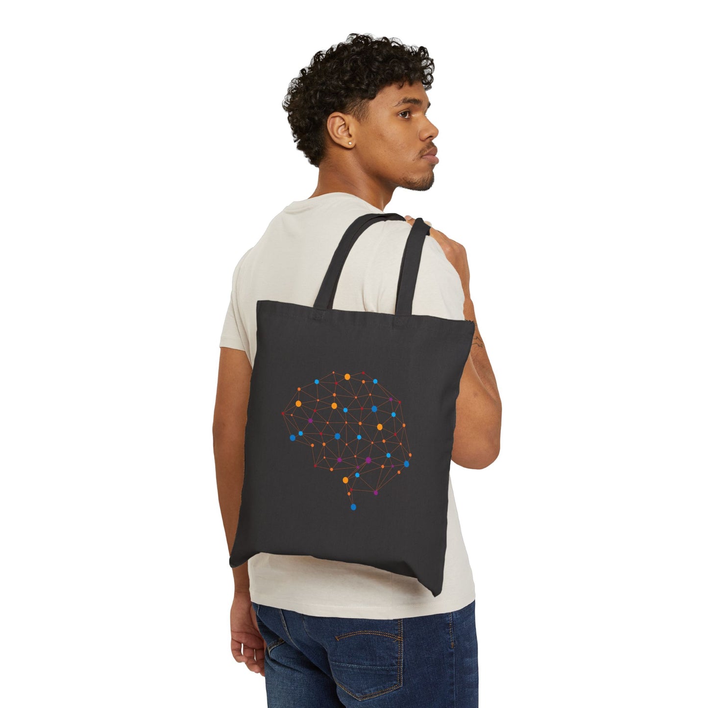 Abstract Brain Cotton Canvas Tote - Colorful Medical Art