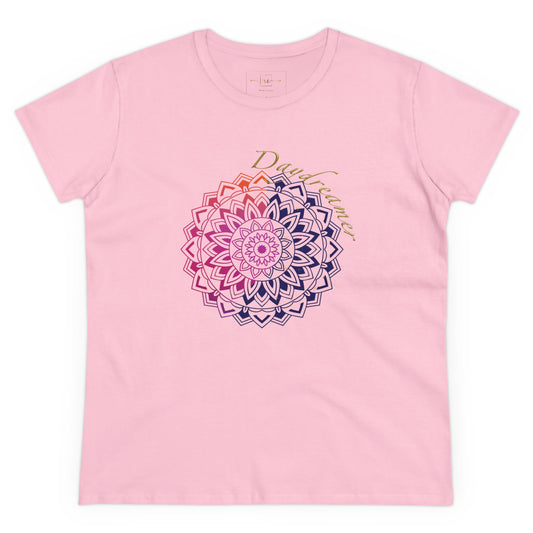 Daydreamer Mandala Women's Mid-weight Cotton Tee - Wellness Mental Health