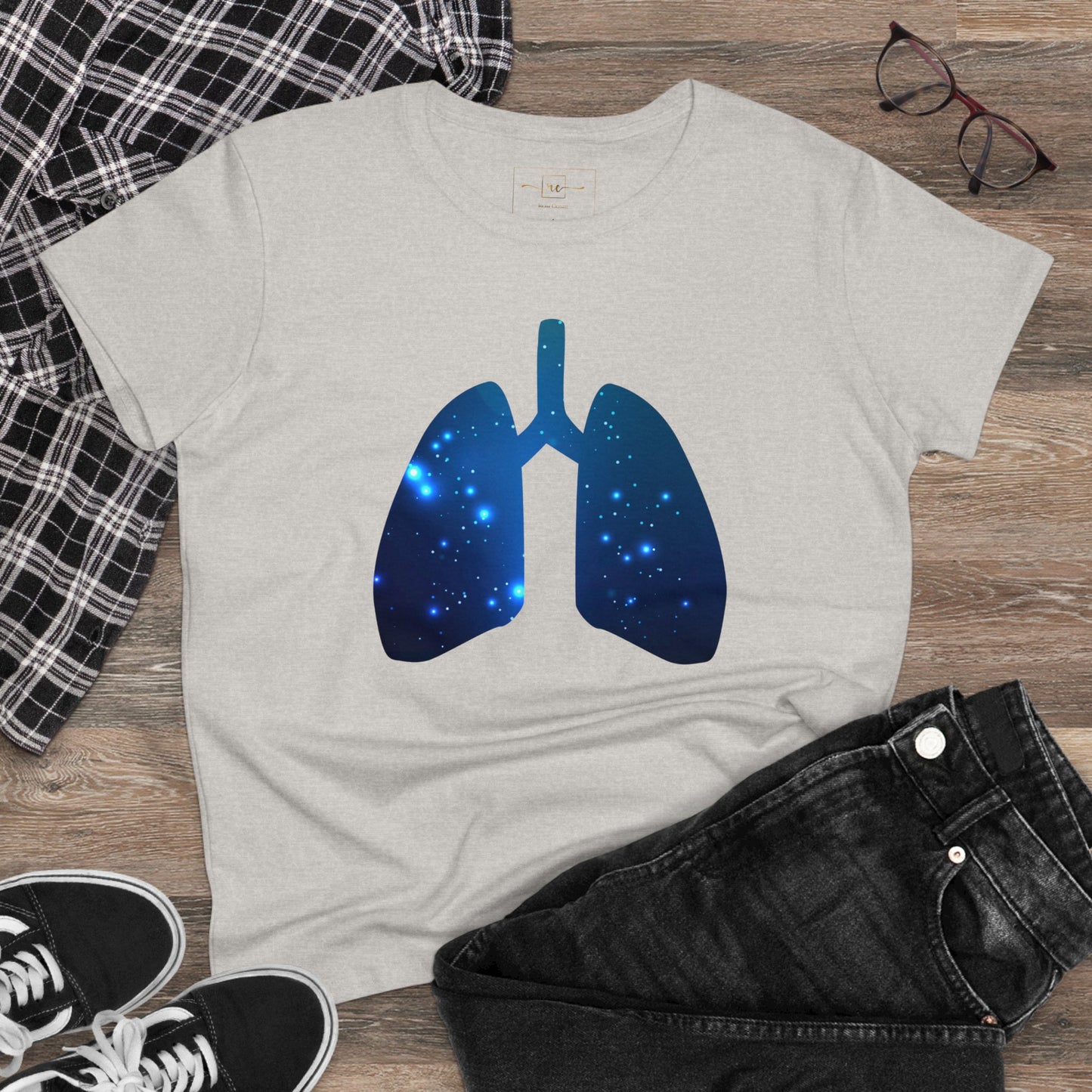 Spacey Lungs Women's Mid-weight Cotton Tee - Abstract Medical Art