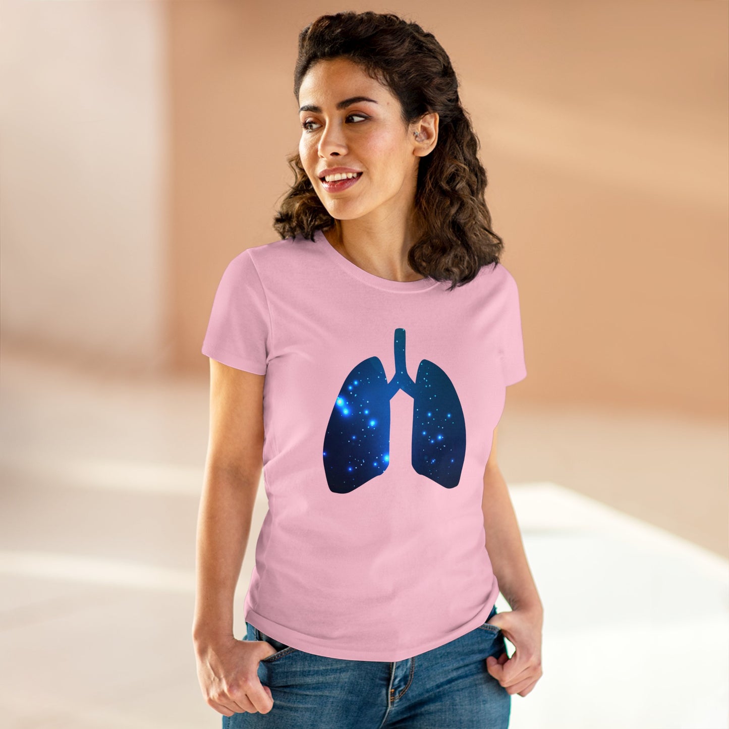 Spacey Lungs Women's Mid-weight Cotton Tee - Abstract Medical Art