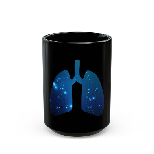 Spacey Lungs Black Mug (11oz, 15oz) - Abstract Medical Art