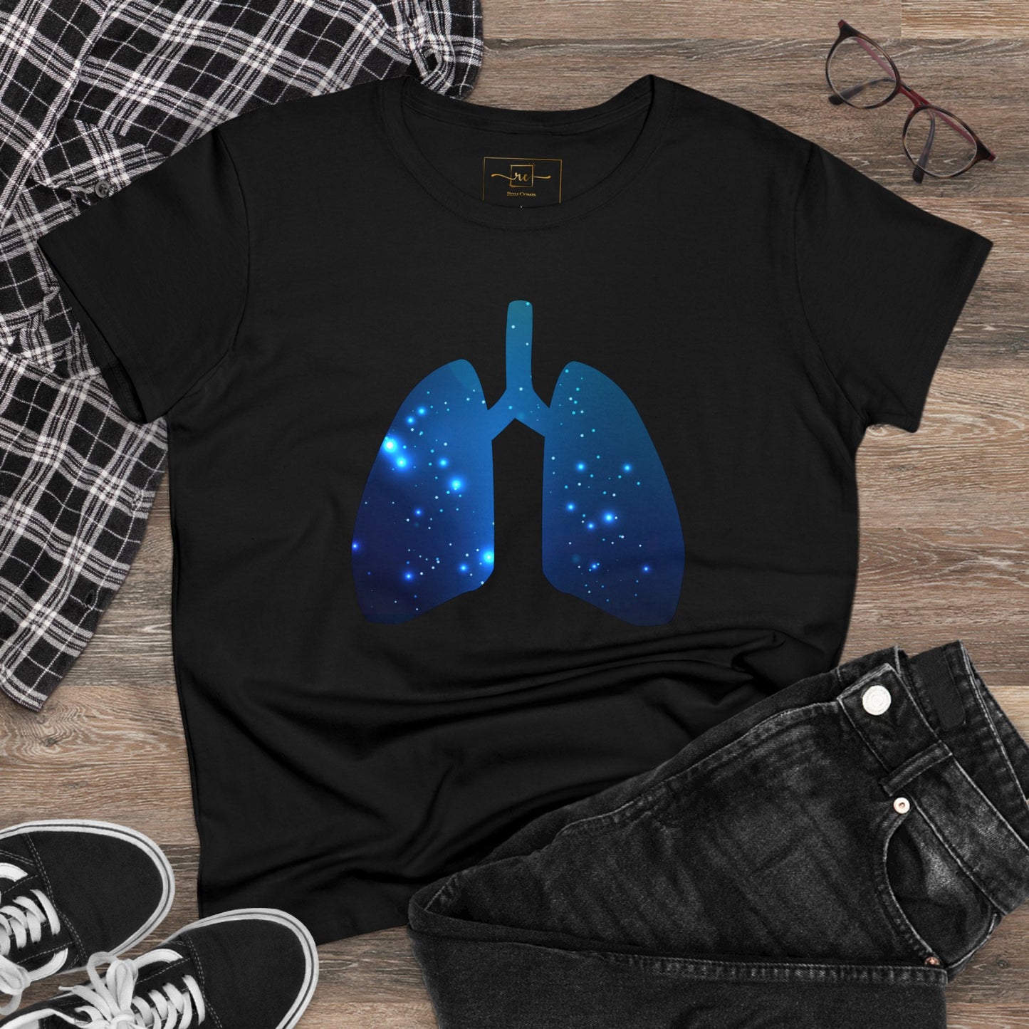 Spacey Lungs Women's Mid-weight Cotton Tee - Abstract Medical Art