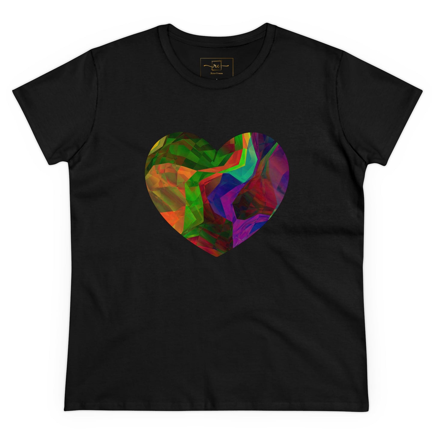 Colorful Heart Abstract Women's Mid-weight Cotton Tee - Graphic Holiday Top