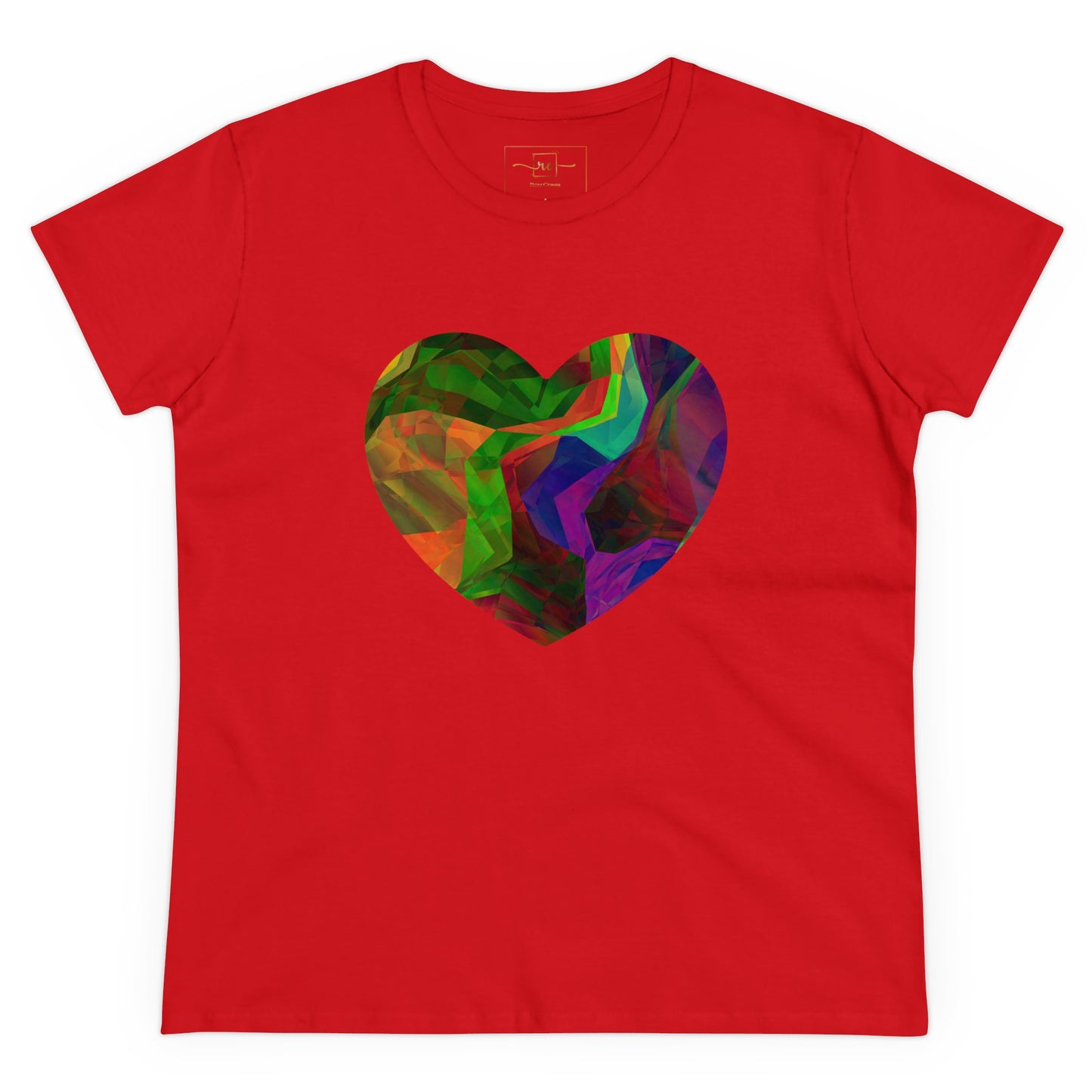 Colorful Heart Abstract Women's Mid-weight Cotton Tee - Graphic Holiday Top