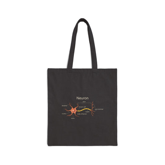 Neuron Diagram Cotton Canvas Tote - Orange Graphic