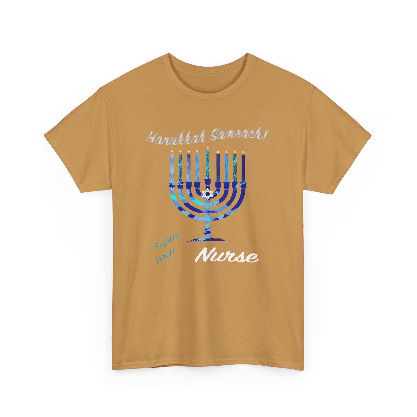 Nurse Hanukkah Sameach Menorah Heavy Cotton - Graphic Holiday Top