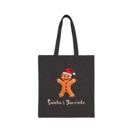 Santa's Favorite Gingerbread Cotton Canvas Tote - Holiday Graphics