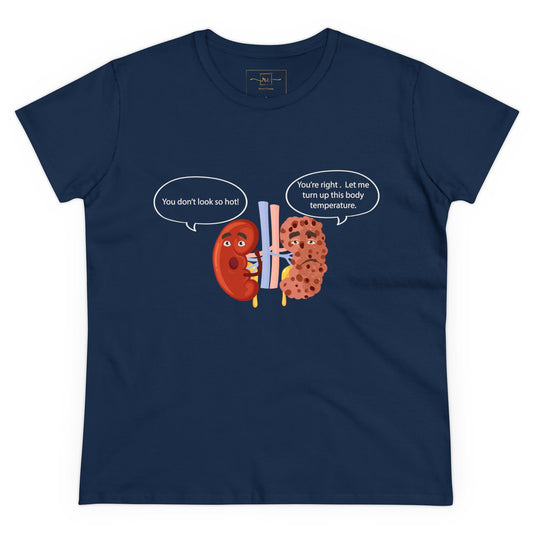 Kidney Sponge Talk Women's Midweight Cotton Tee - Medical Humor