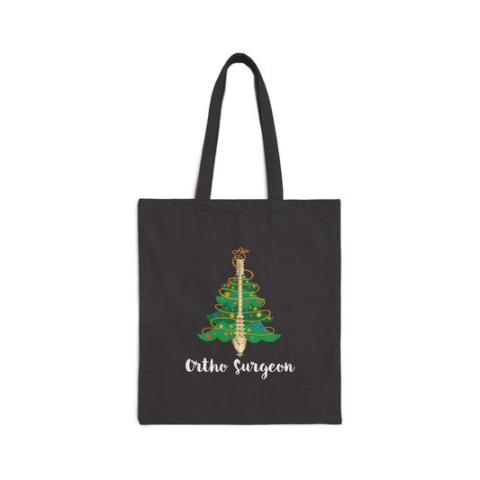 Ortho Surgeon Christmas Tree Cotton Canvas Tote - Holiday Graphics