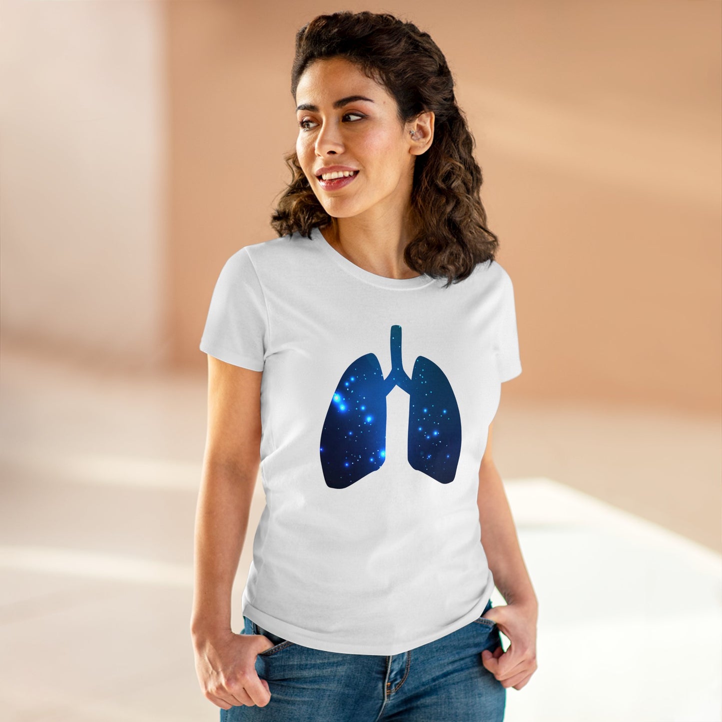 Spacey Lungs Women's Mid-weight Cotton Tee - Abstract Medical Art