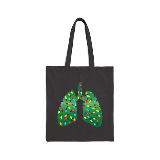 Christmas Lights Green Lung Abstract Cotton Canvas Tote - Medical Graphics