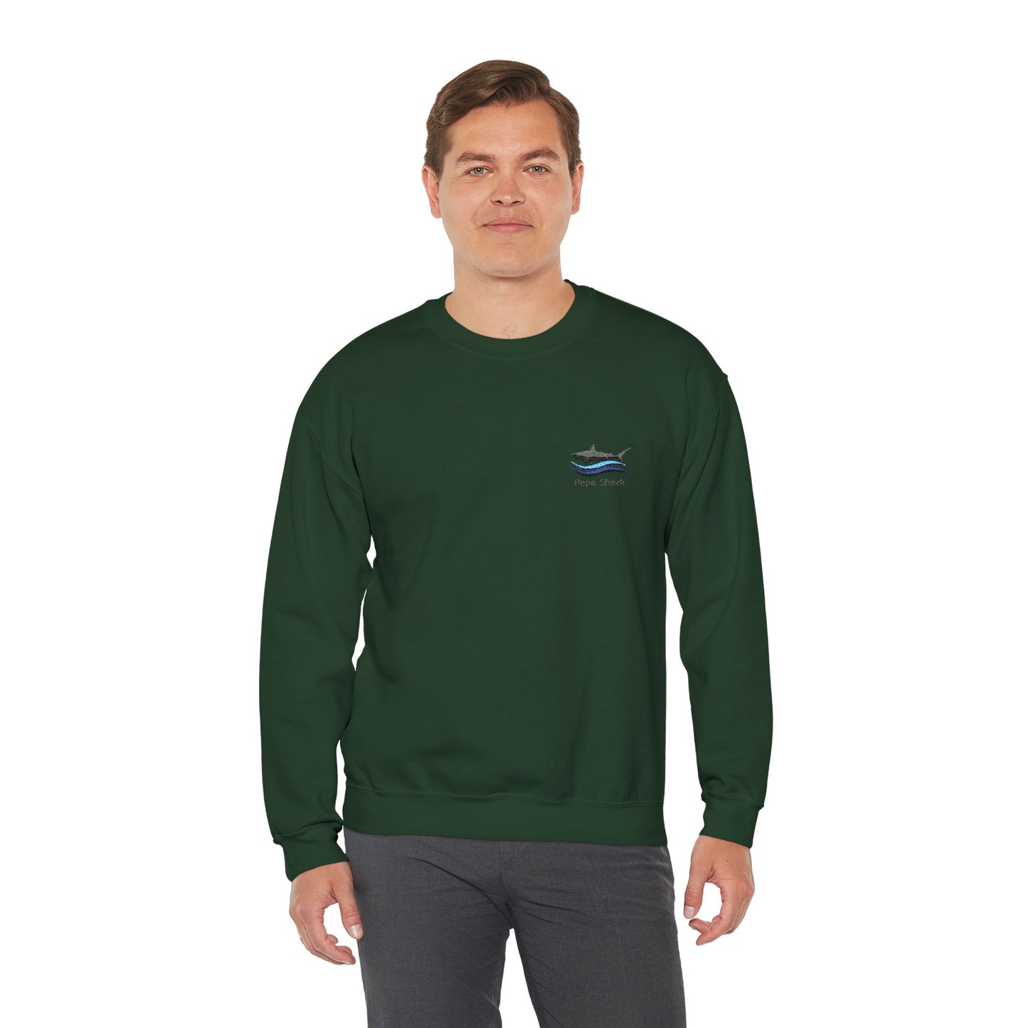 Papa Shark Embroidered Crewneck Sweatshirt