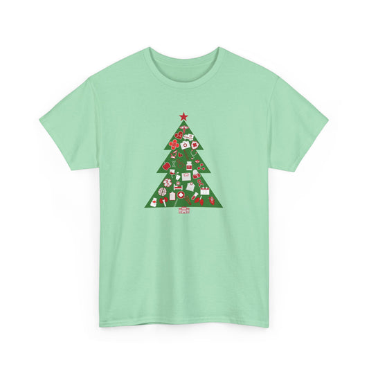 Medical Themed Christmas Tree Heavy Cotton T-Shirt - Graphic Holiday Top