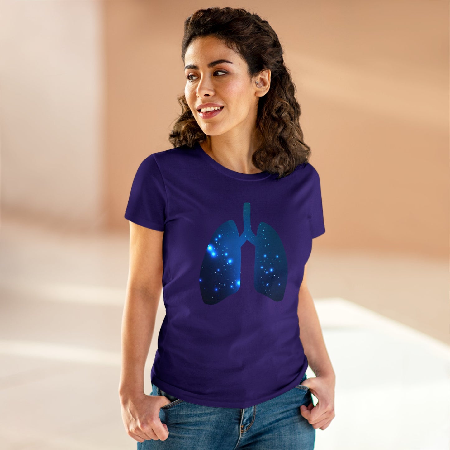 Spacey Lungs Women's Mid-weight Cotton Tee - Abstract Medical Art