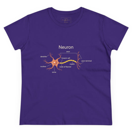 Neuron Diagram Women's Mid-weight Cotton Tee - Orange Medical Graphic