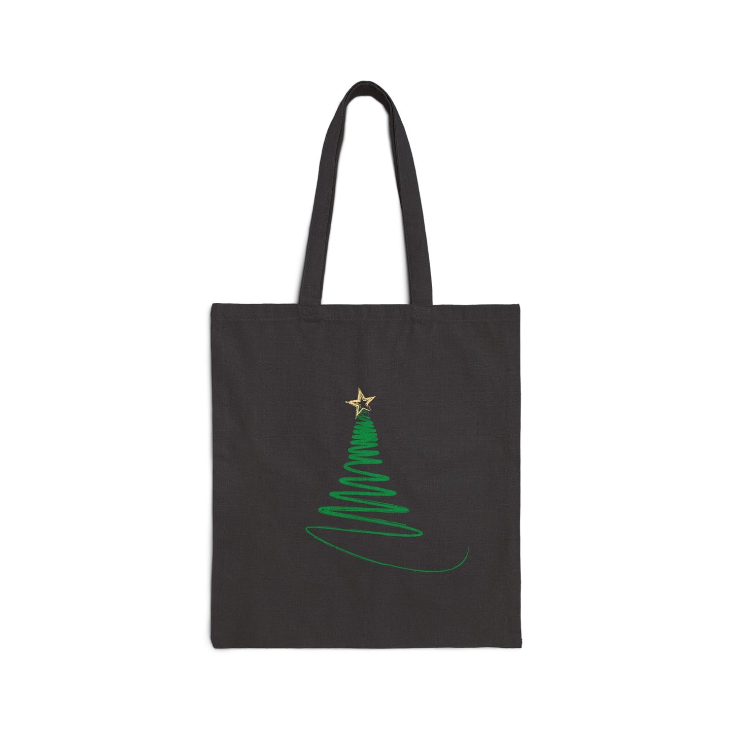 Abstract Green Tree Cotton Canvas Tote -  Holiday Line Art Graphics