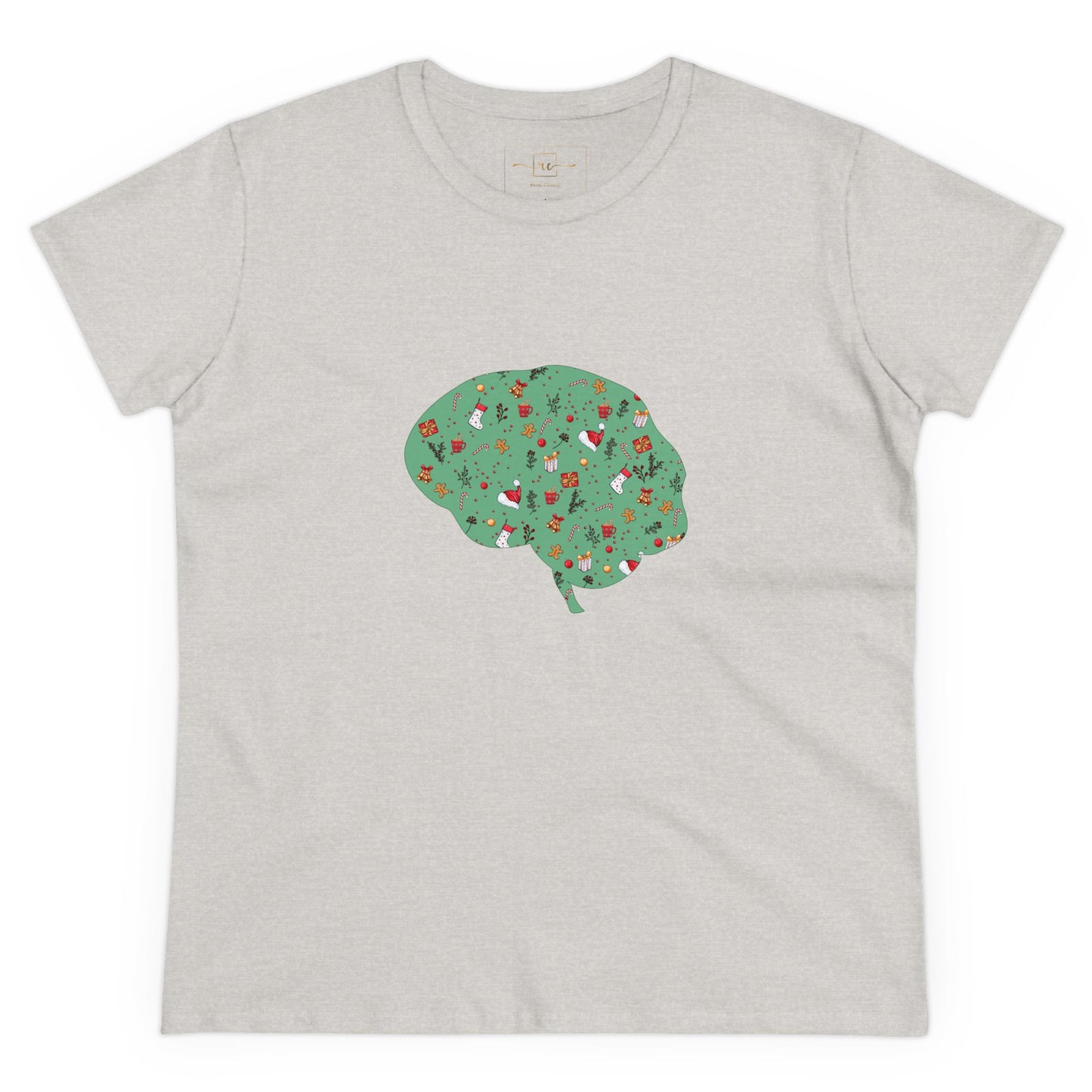 Christmas Dreams Brain Women's Mid-weight Cotton Tee - Graphic Holiday Top