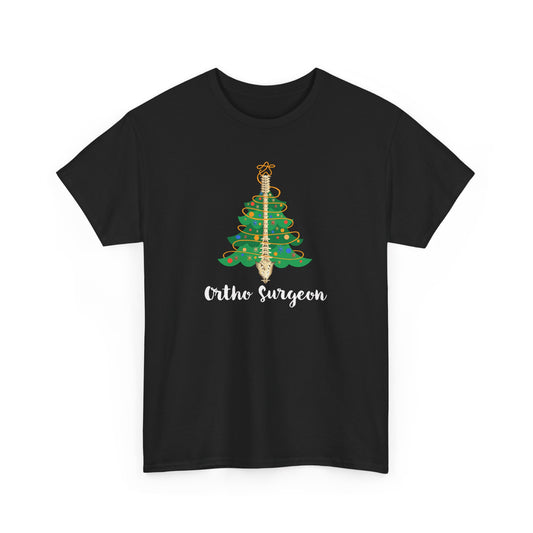 Ortho Surgeon Christmas Tree Heavy Cotton T-shirt -Graphic Holiday Top