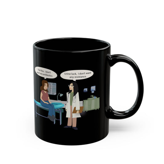 Urine Luck Black Glossy Mug (11oz, 15oz) - Medical Humor by Rom Comis