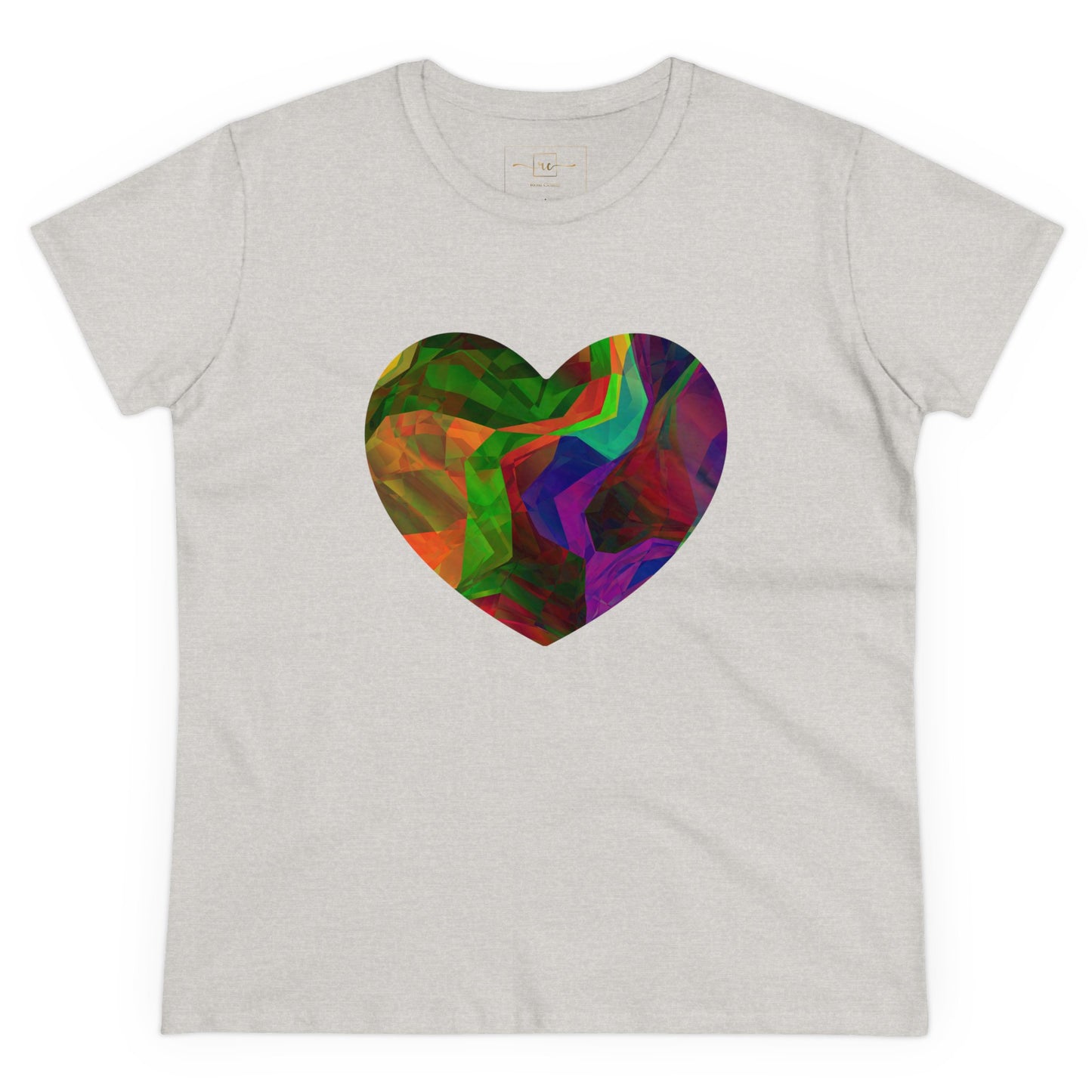 Colorful Heart Abstract Women's Mid-weight Cotton Tee - Graphic Holiday Top