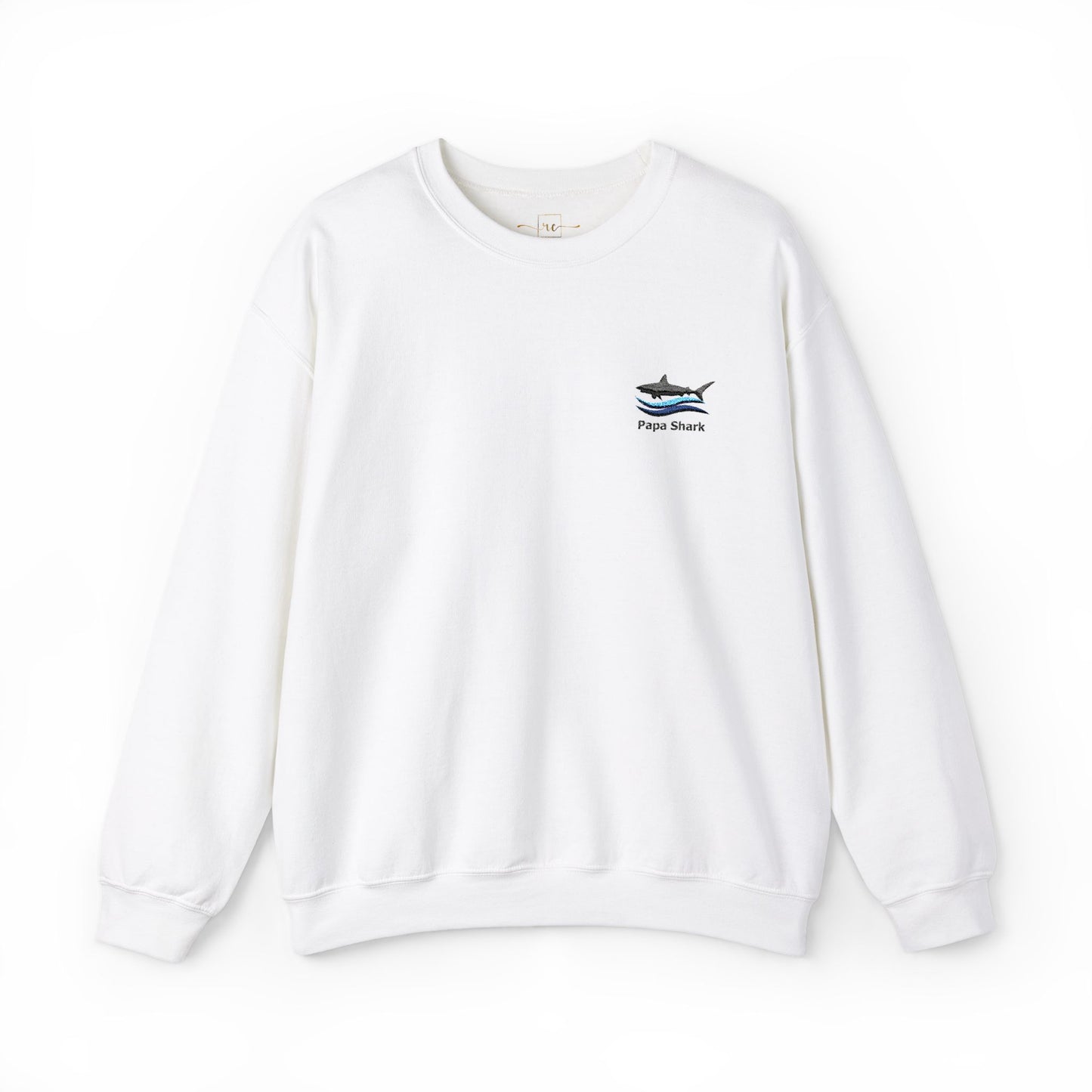 Papa Shark Embroidered Crewneck Sweatshirt