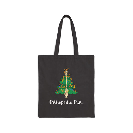 Orthopedic P.A. Christmas Tree Cotton Canvas Tote - Holiday Graphics