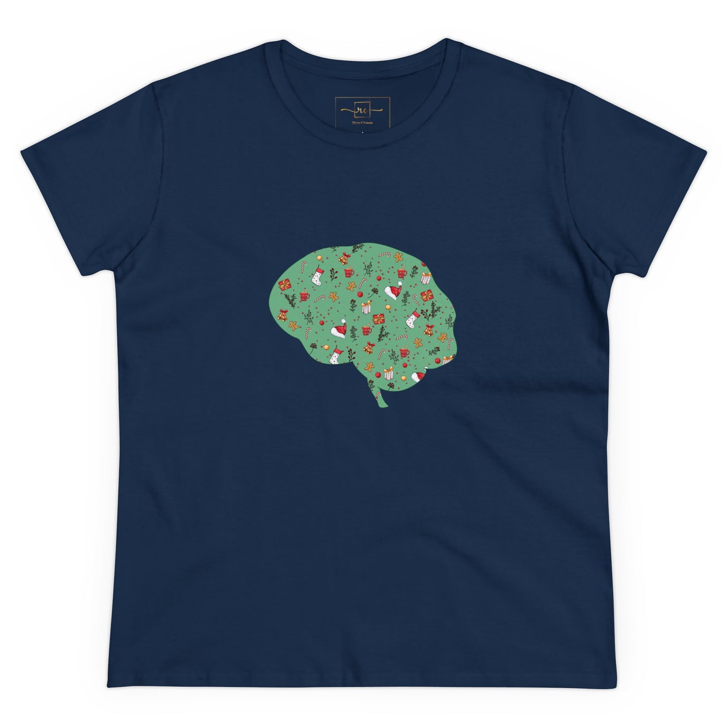 Christmas Dreams Brain Women's Mid-weight Cotton Tee - Graphic Holiday Top