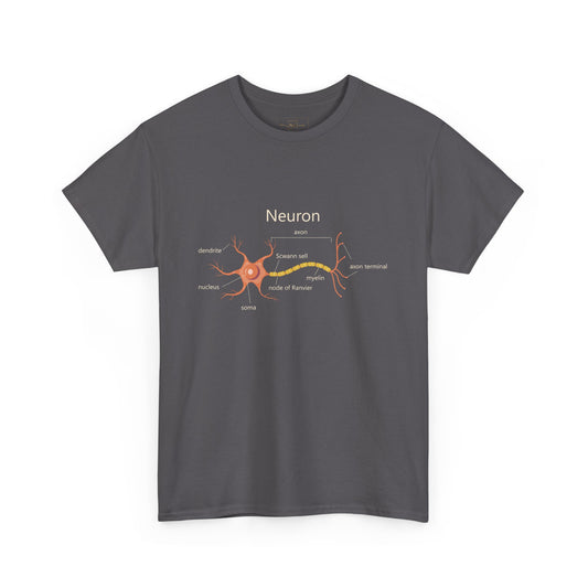 Neuron Diagram Heavy Cotton T-Shirt - Orange Medical Graphic