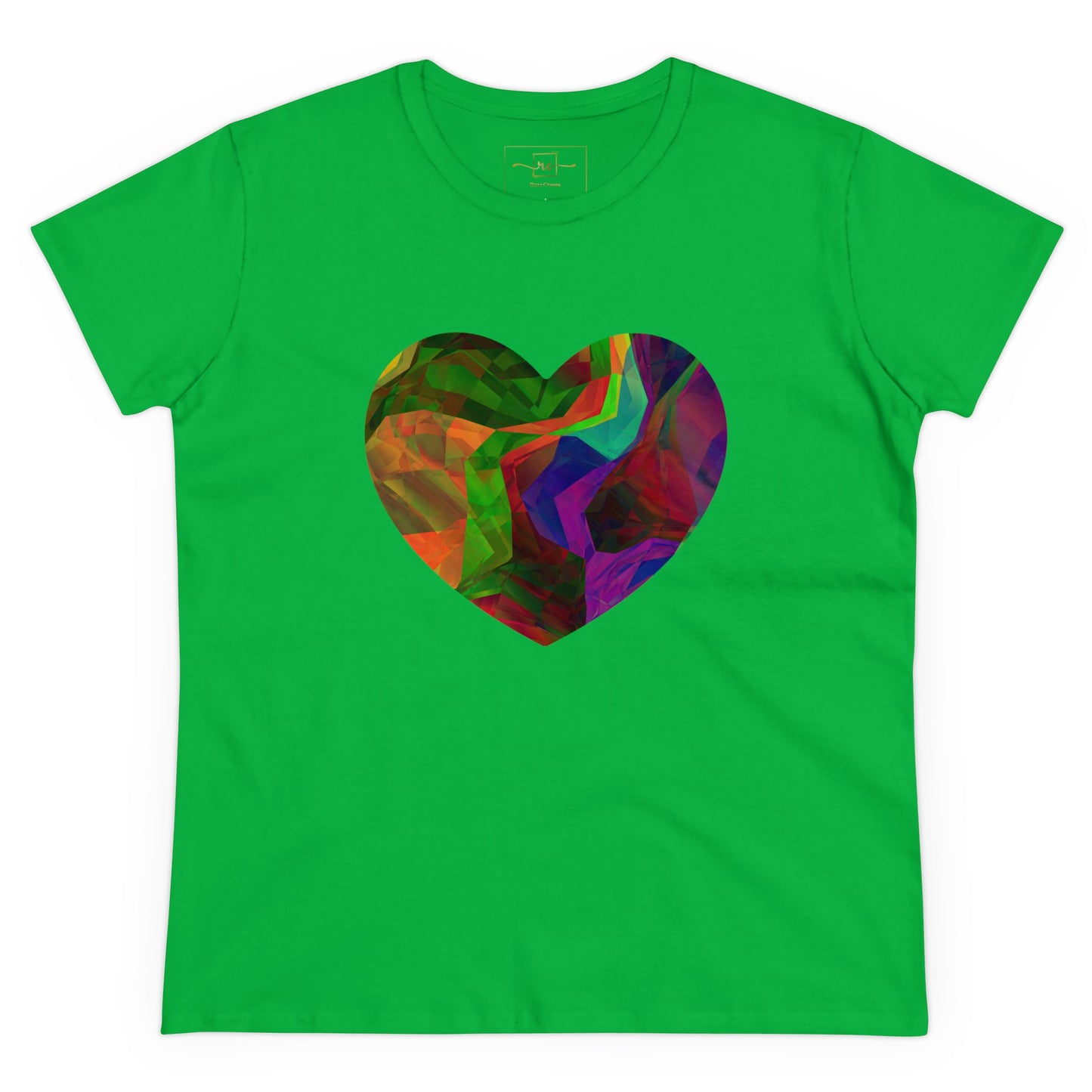 Colorful Heart Abstract Women's Mid-weight Cotton Tee - Graphic Holiday Top