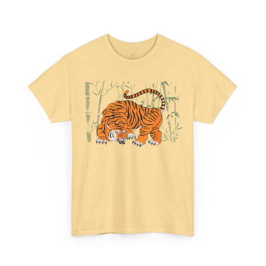 Tiger In Light Green Bamboo Heavy Cotton Tee