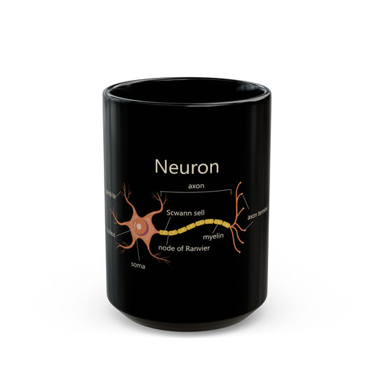 Neuron Diagram Black Mug (11oz, 15oz) - Orange Medical Graphic