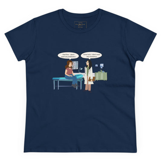 Urine Luck Women's Midweight Cotton Tee - Medical Humor