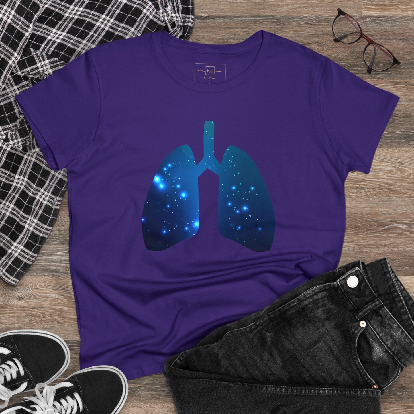 Spacey Lungs Women's Mid-weight Cotton Tee - Abstract Medical Art