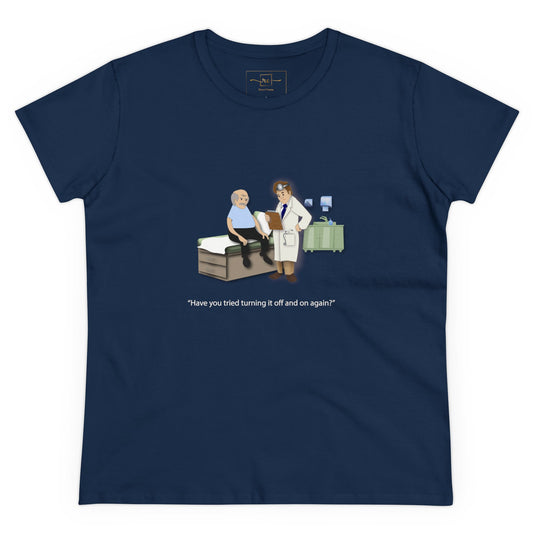 On and Off Women's Midweight Cotton Tee - Medical Humor