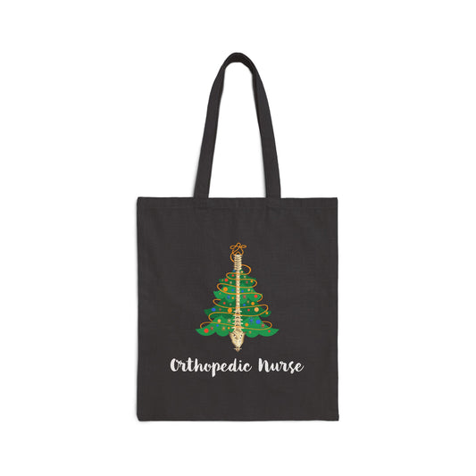 Orthopedic Nurse Christmas Tree Cotton Canvas Tote - Holiday Graphics