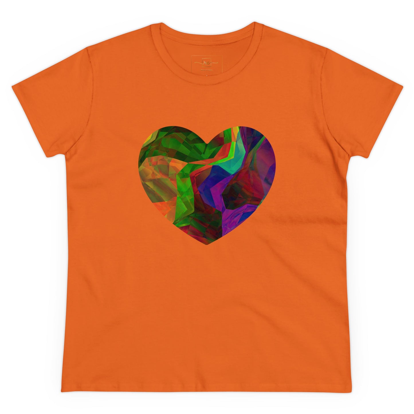 Colorful Heart Abstract Women's Mid-weight Cotton Tee - Graphic Holiday Top