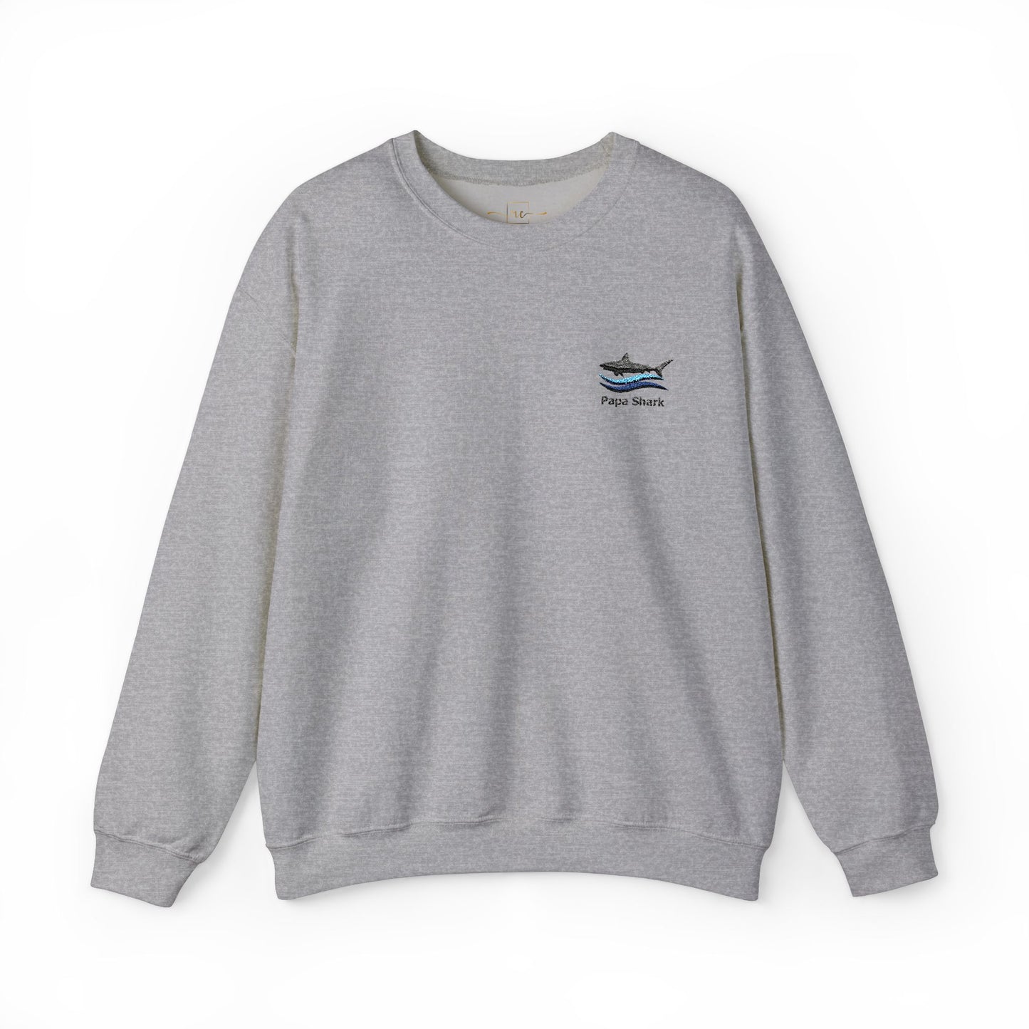 Papa Shark Embroidered Crewneck Sweatshirt