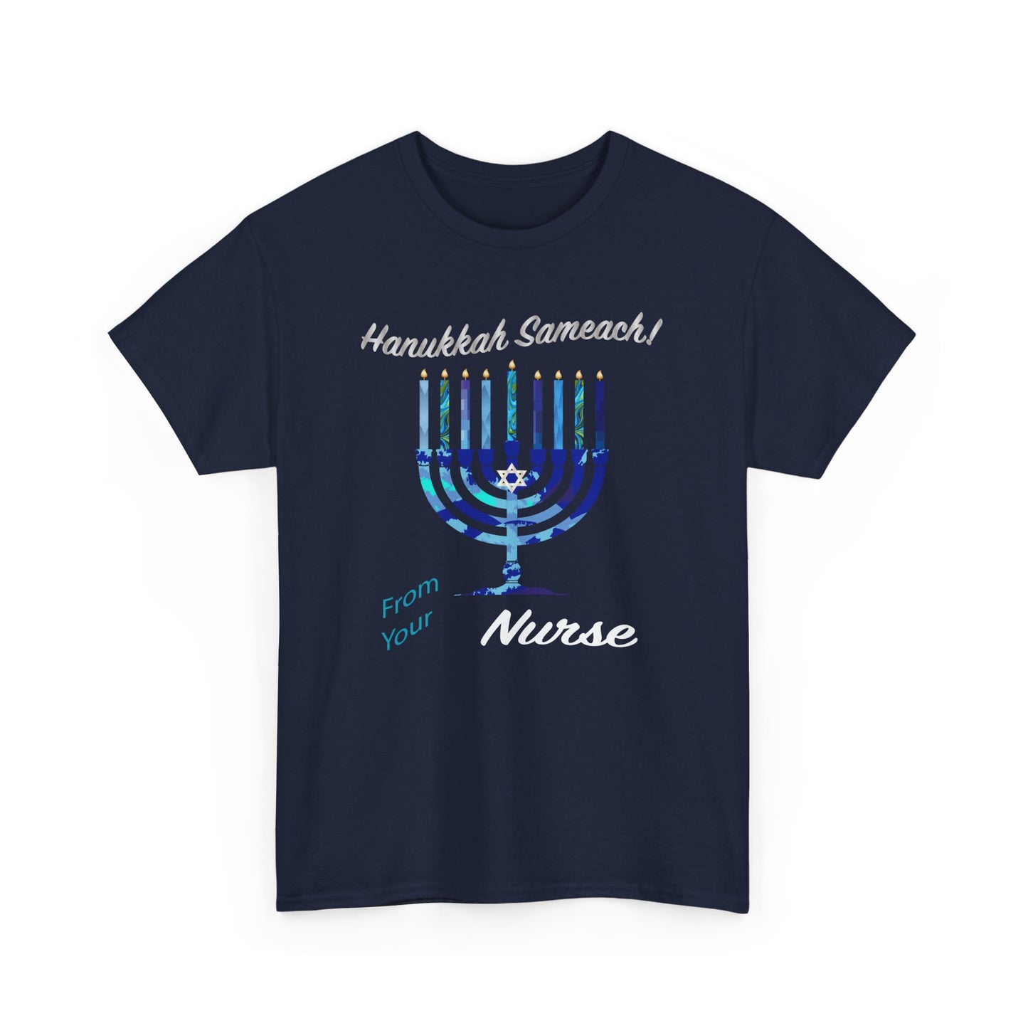 Nurse Hanukkah Sameach Menorah Heavy Cotton - Graphic Holiday Top